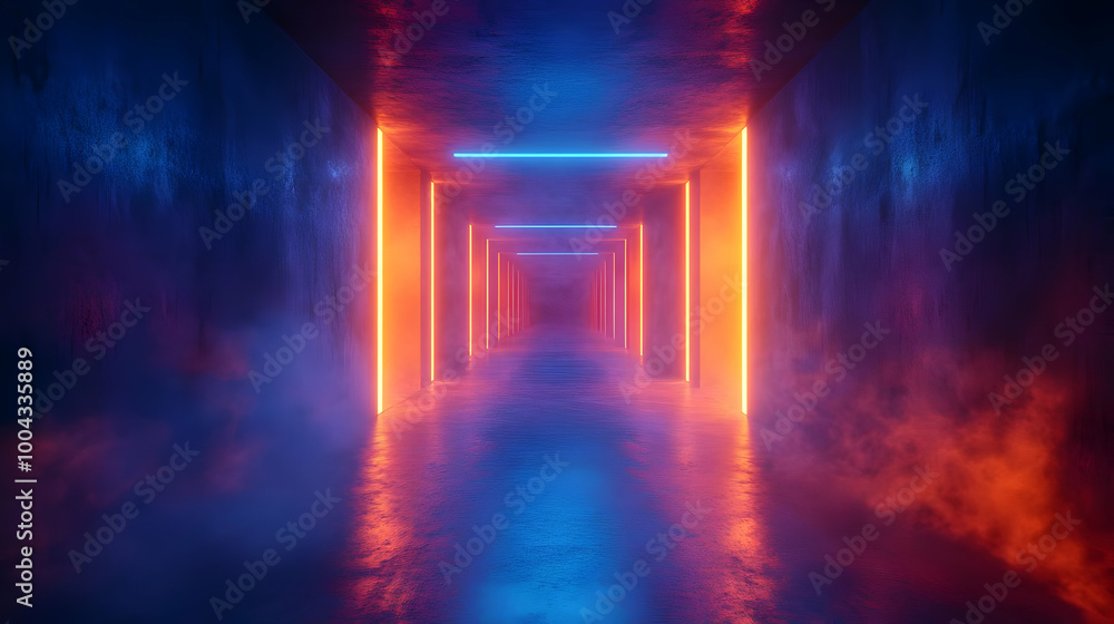 3D Neon Lights Corridor with Smoke 3D Neon Lights Corridor with Smoke
