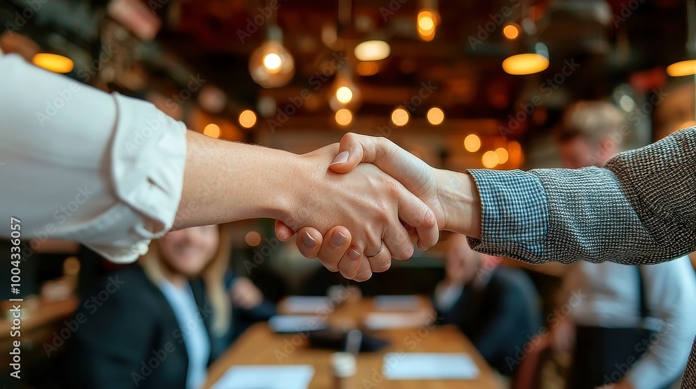 Professional businesswoman smiling while shaking hands with clients after a successful meeting, embodying confidence and collaboration in a corporate environment. Professional businesswoman smiling while shaking hands with clients after a successful meeting, embodying confidence and collaboration in a corporate environment.