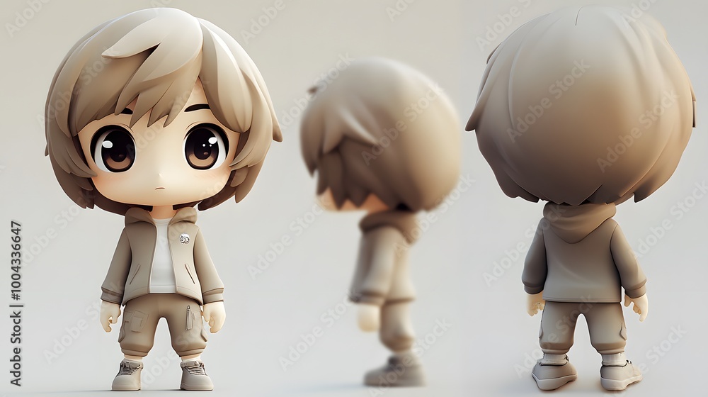 Obraz premium Detailed chibi figure in cute pose with big head and small body design