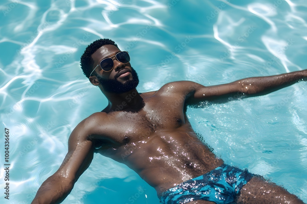 calm muscular handsome man swimming in a pool on the summer calm muscular handsome man swimming in a pool on the summer