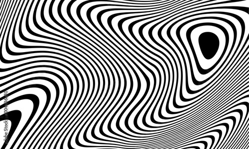 Abstract Black and White Curved Stripes, Digital Art , Black and White , Stripes , Abstract Vector Background