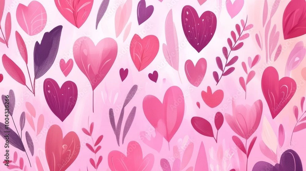 Valentine vibe pattern graphic in 4K. Love and compassion. Heart and flowers.