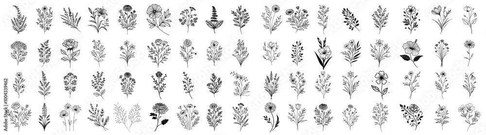 diverse floral sketches capturing the beauty of nature