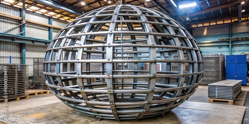 Spherical Cast Iron Structure with Stacked Tubes Coated in Zinc Metal photo