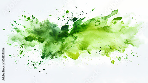 Beautiful abstract green watercolor hand painted splashes on white background, brush textures for logo.perfect stroke design for headline. high quality illustration. Watercolor Splash. Illustration photo