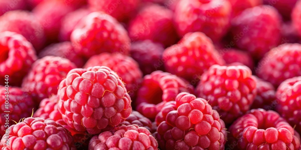 Vibrant ripe red raspberries macro photography with shallow depth of field Vibrant ripe red raspberries macro photography with shallow depth of field