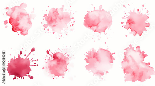 Blush pink watercolor stains paint stropke washes kit of splashes. Watercolor Splash. Illustration