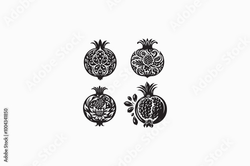 A Pomegranate vector silhouette image adobe illustrator.eps