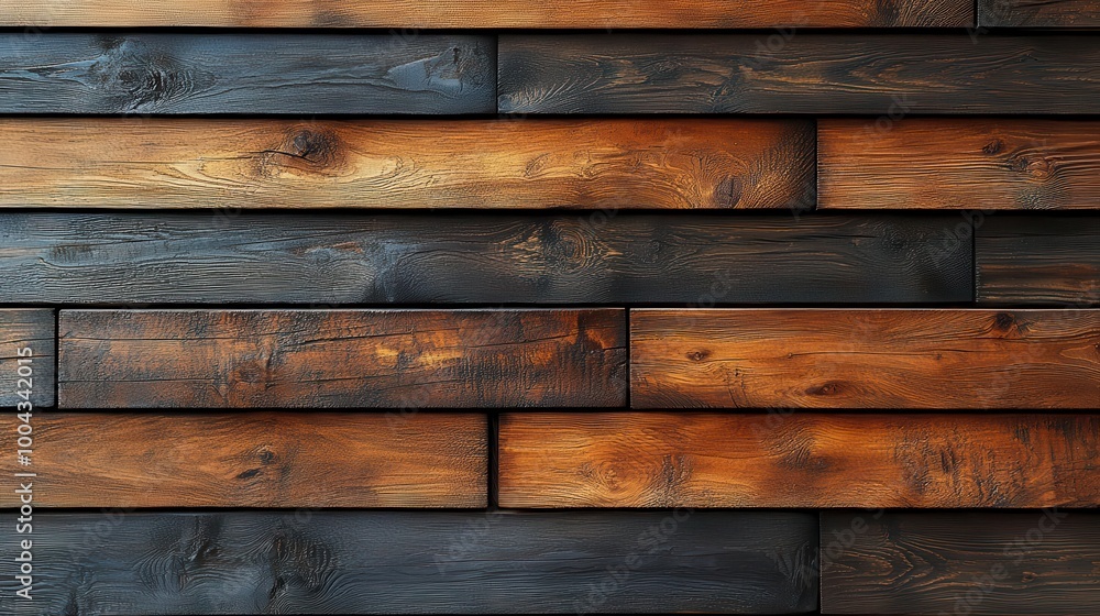 Naklejka premium textured wooden wall with horizontal slats arranged in a modern pattern exuding warmth and style perfect for contemporary architectural designs