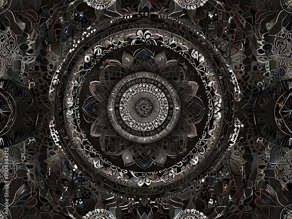 A intricately detailed black and white illustration featuring the Fruit of Life, a mandala-inspired composition of overlapping circles, set against a backdrop of layered geometric patterns A intricately detailed black and white illustration featuring the Fruit of Life, a mandala-inspired composition of overlapping circles, set against a backdrop of layered geometric patterns