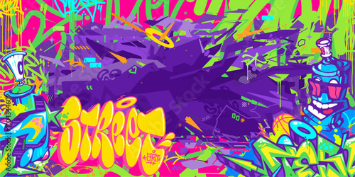 Cool Trendy Abstract Hip Hop Urban Street Art Graffiti Style Vector Illustration Background Banner