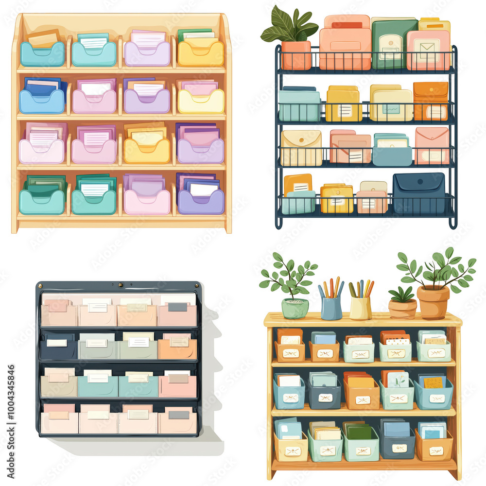 Obraz premium Small Mail Sorting Rack with Labels for Home Office