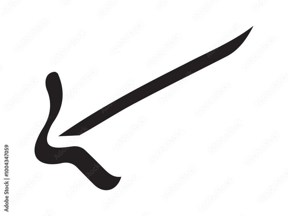 Hand-drawn straight volumetric black arrow isolated on a white background. Concept of direction, navigation, pointers, movement. Design element, symbol, and sign. Doodle style, sketch Hand-drawn straight volumetric black arrow isolated on a white background. Concept of direction, navigation, pointers, movement. Design element, symbol, and sign. Doodle style, sketch
