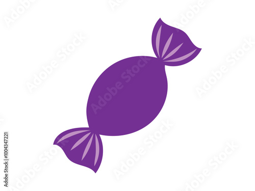 Purple wrapped candy icon isolated on a white background. Concept of sweet treat, confectionery, colorful candy, simple design. Ideal for print, web, and graphic elements