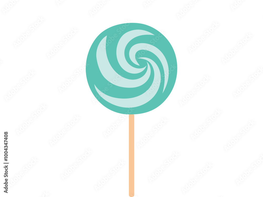 Green Spiral Lollipop on a stick Isolated on White Background. Concept of Sweet Candy, Spiral Design, Confectionery Illustration. Print, Icon, Design Element, candy shop Green Spiral Lollipop on a stick Isolated on White Background. Concept of Sweet Candy, Spiral Design, Confectionery Illustration. Print, Icon, Design Element, candy shop