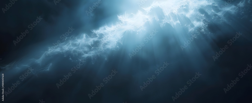 Obraz premium Cinematic Light Beam Through Dark Fog