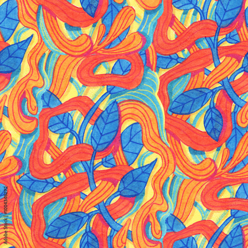 Abstract seamless pattern with drawing in doodle style. Abstract seamless pattern with drawing in doodle style.