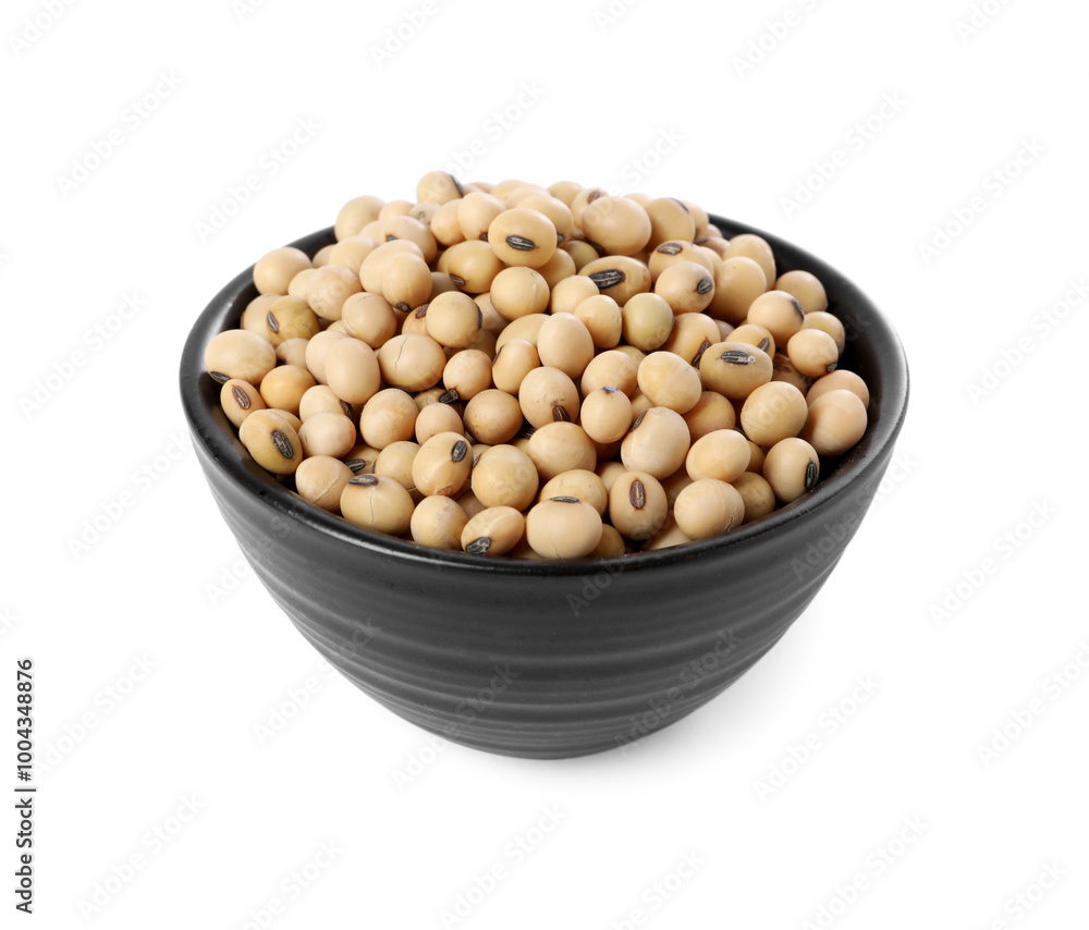 Soy beans in bowl isolated on white Soy beans in bowl isolated on white