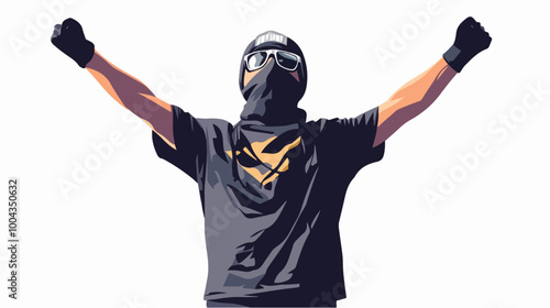 Vector illustration of a football fan. Soccer fan. Ultras. Revolution. Riot. Protest.