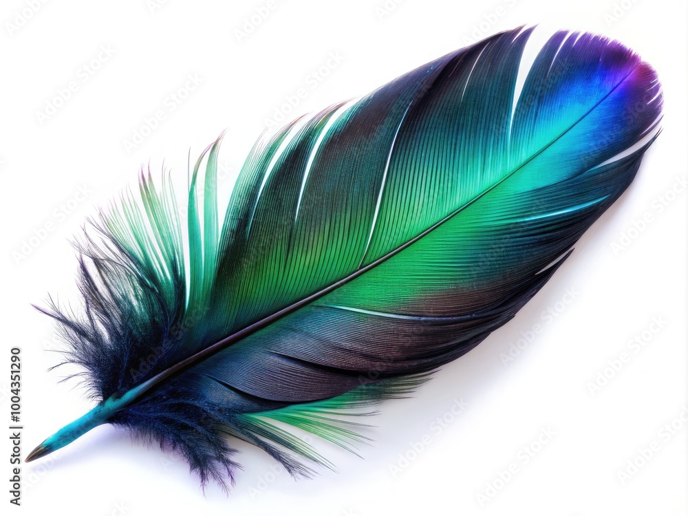 Stunning Isolated Black Bird Feather on White Background for Nature and Texture Photography Projects Stunning Isolated Black Bird Feather on White Background for Nature and Texture Photography Projects