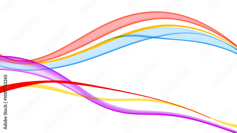 Multicolored transparent wave lines flowing across white background, Generative AI Multicolored transparent wave lines flowing across white background, Generative AI