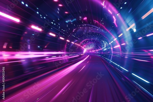 Wallpaper Mural A colorful, blurry image of a tunnel with lights and a clock, generative ai image Torontodigital.ca