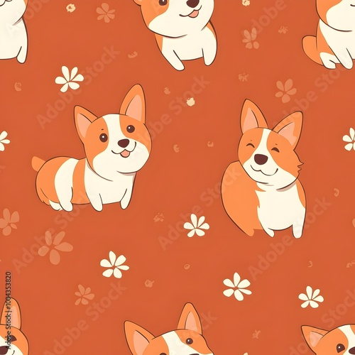 Corgi-dog with seamless pattern