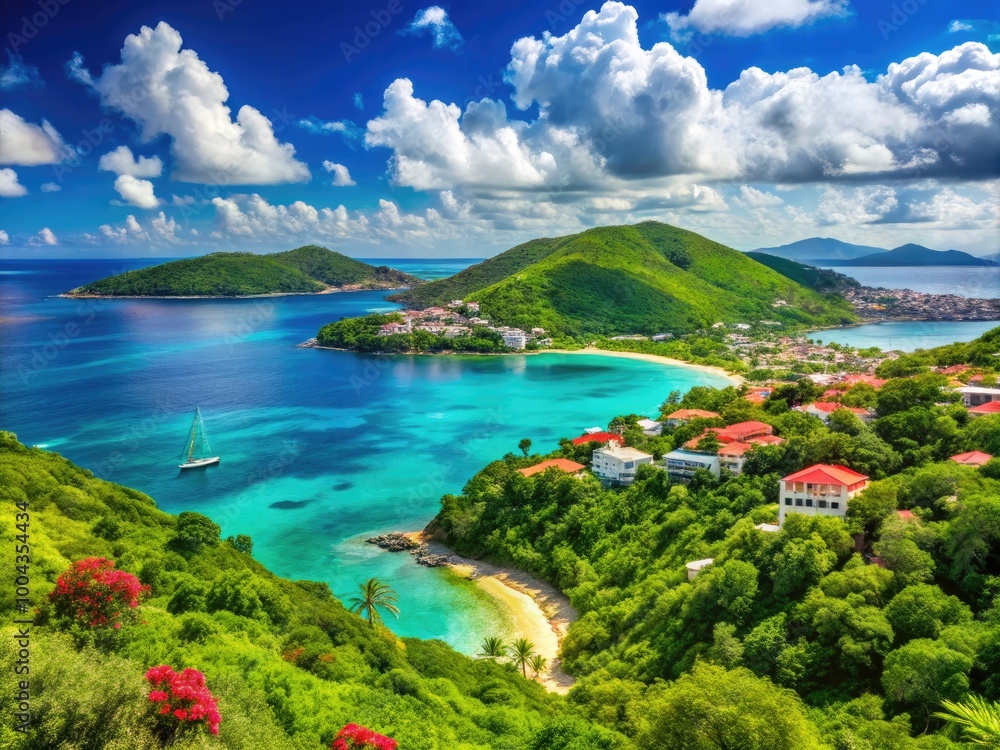 Stunning view of tropical St Thomas Island showcasing the beauty near Coki Beach in US Virgin Islands Stunning view of tropical St Thomas Island showcasing the beauty near Coki Beach in US Virgin Islands