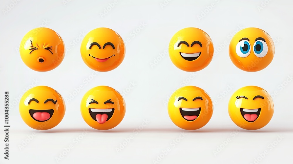 3D Set of Emoticons - Happy Emoji Isolated on White Background
3D Set of Emoticons - Happy Emoji Isolated on White Background