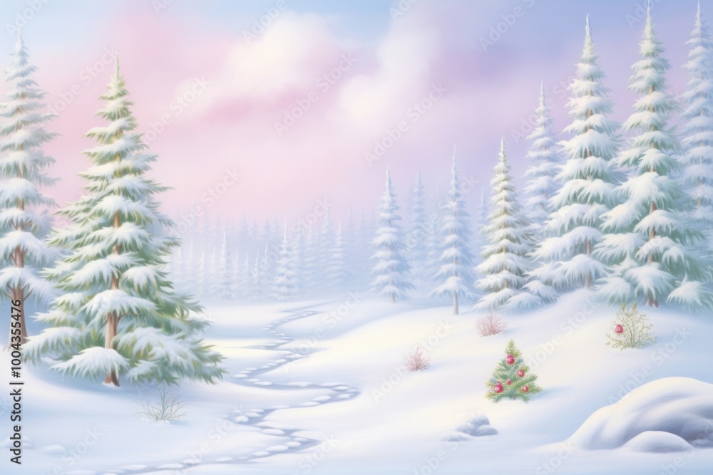 Obraz premium Painting of winter border backgrounds landscape outdoors.