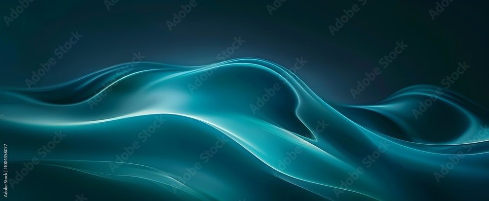 Abstract Teal Wave on Dark Blue Background Abstract Teal Wave on Dark Blue Background