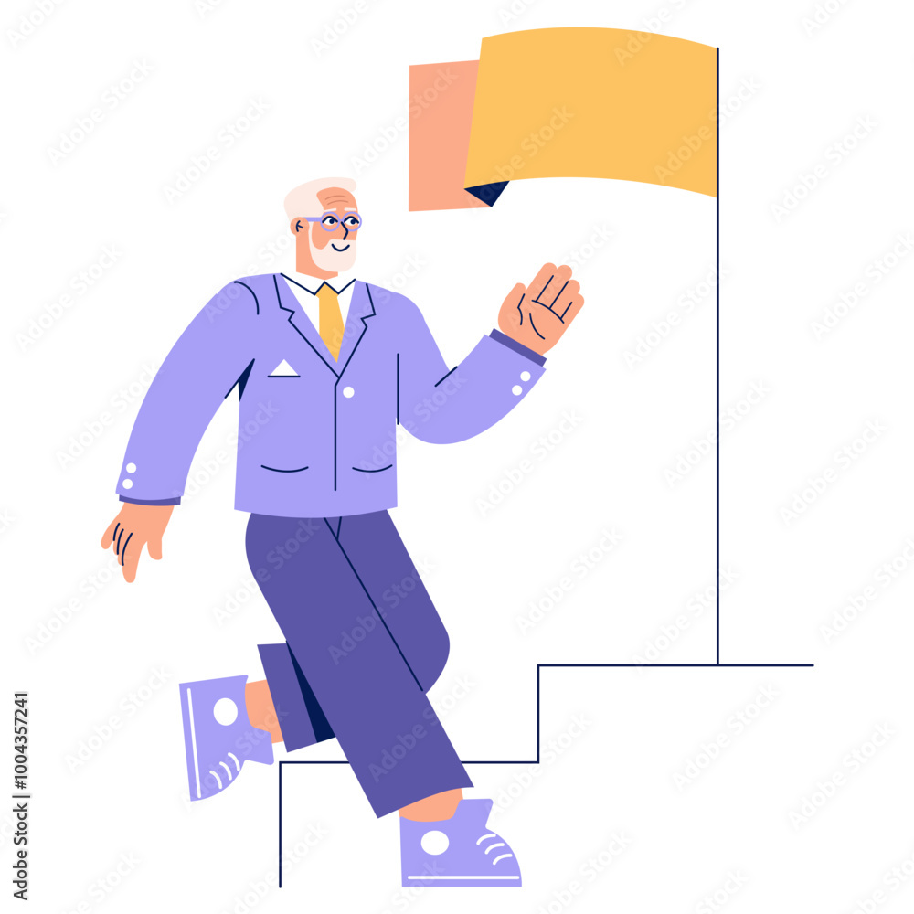 Older Businessman. Flat Vector Illustration Older Businessman. Flat Vector Illustration