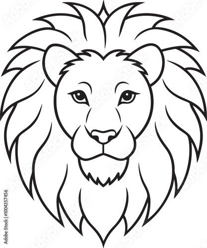 Lion head silhouette with white background photo