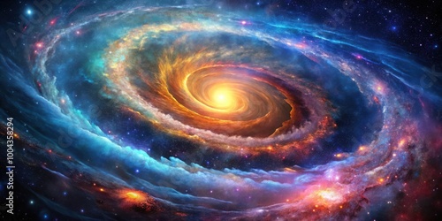 Mesmerizing shot of swirling galaxy with vibrant cosmic energy creating visually stunning spectacle photo