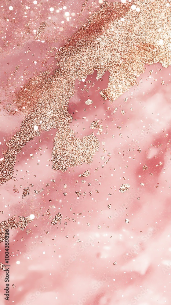 Fototapeta premium A stunning pink marble background infused with golden glitter, perfect for elegance and luxury in various design projects.