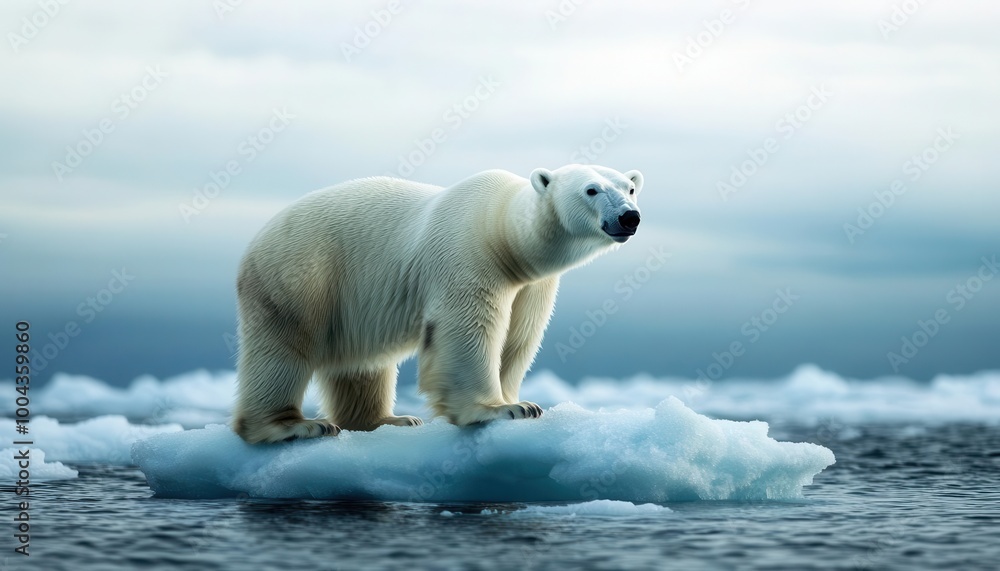 Polar Bear Standing on Ice Floe in Arctic Ocean Polar Bear Standing on Ice Floe in Arctic Ocean
