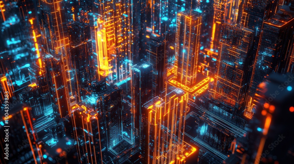 Abstract Cityscape with Neon Lights Abstract Cityscape with Neon Lights