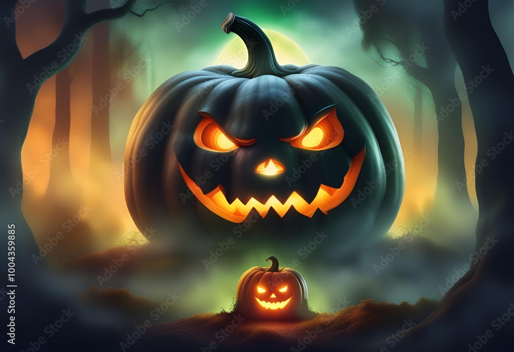 Naklejka premium halloween background with pumpkin and bats