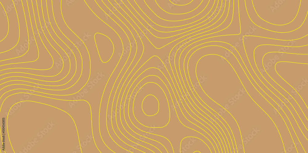 Topographic linear background for design yellow lines contour map seamless pattern geographic mountain relief, topographic map like lines trendy color modern background and texture. Topographic linear background for design yellow lines contour map seamless pattern geographic mountain relief, topographic map like lines trendy color modern background and texture.