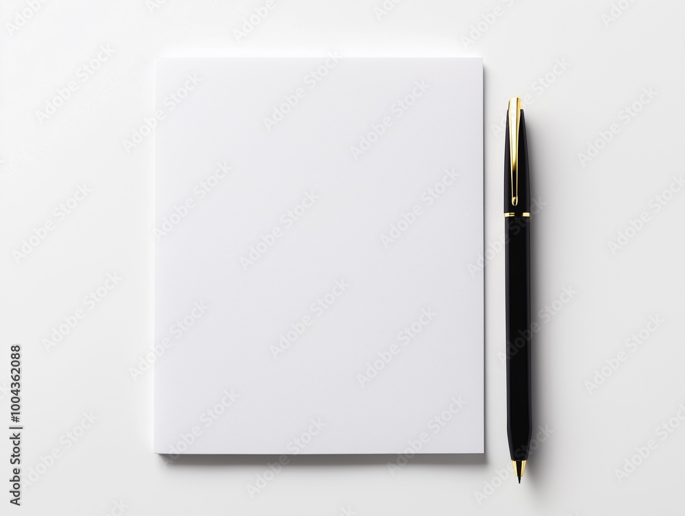 A pen sits on top of a blank sheet of paper A pen sits on top of a blank sheet of paper