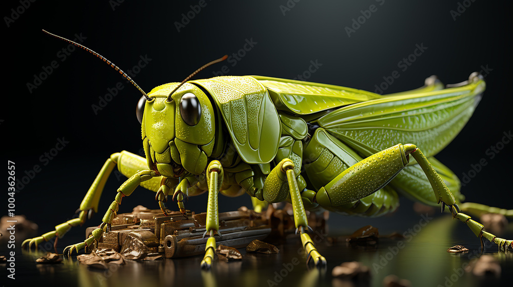 3d rendered photo of a grasshopper generative ai 3d rendered photo of a grasshopper generative ai