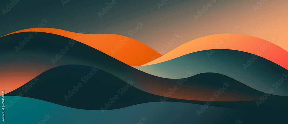 Abstract Gradient Background with Orange and Teal Waves