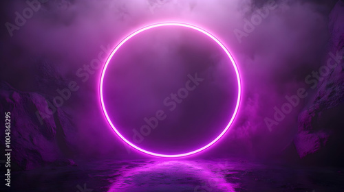 Purple Neon Circle 3D Render Background