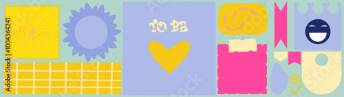 Various Paper notes on stickers. Information board with blank Paper sticky notes for reminders, to do list, planner, schedule. Hand drawn Vector illustration. Cartoon style. All elements are isolated