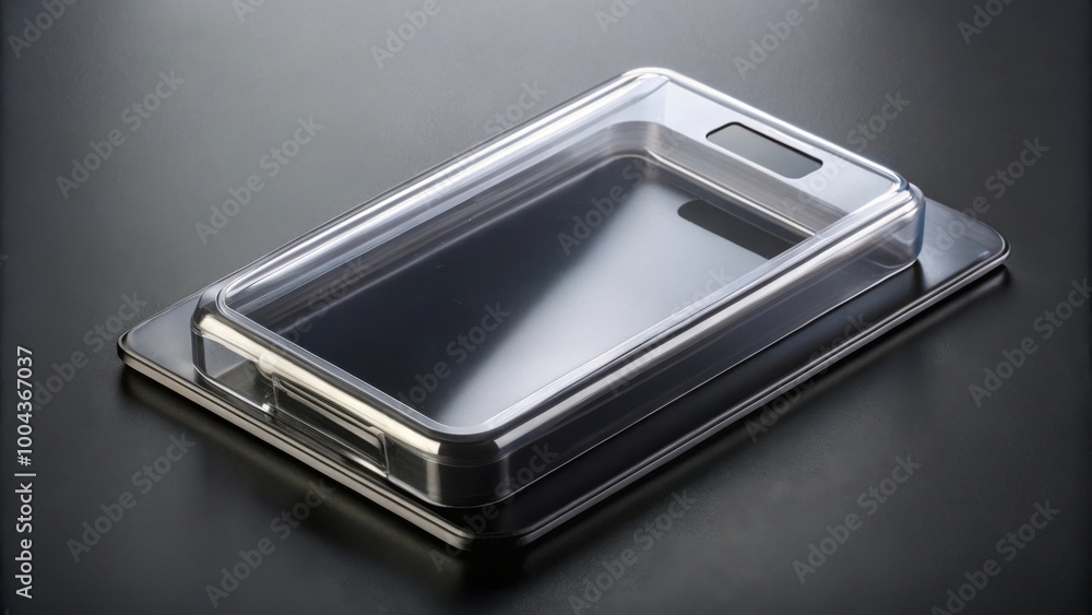 Modern Tech Clear Plastic Packaging for Electronic Gadgets with Sleek Black Design Modern Tech Clear Plastic Packaging for Electronic Gadgets with Sleek Black Design