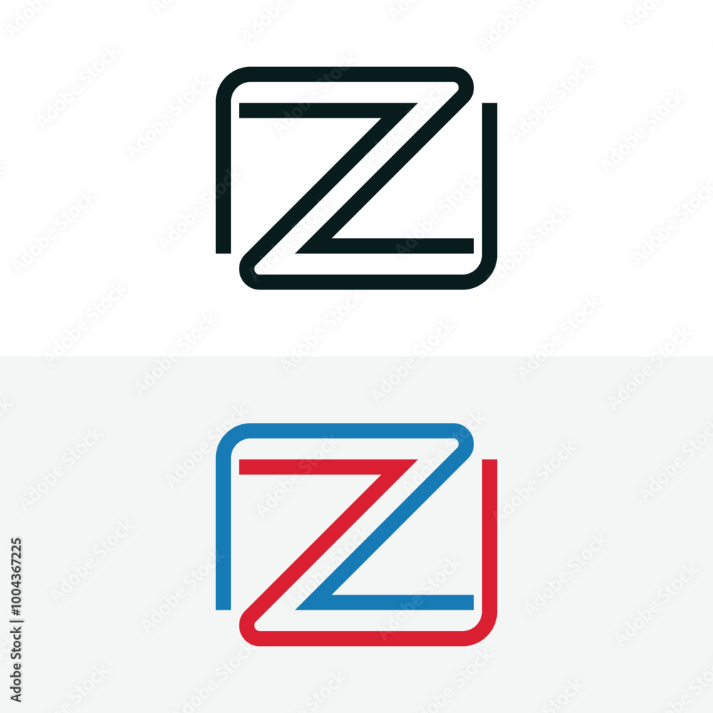 initial letter Z geometric with square frame line art. Suitable for business consulting, studio, initial letter Z geometric with square frame line art. Suitable for business consulting, studio,
