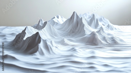 Wallpaper Mural A textured model of mountains and landscapes in white tones. Torontodigital.ca