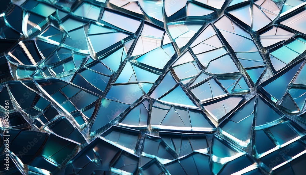 Fototapeta premium Shattered glass in blue tones