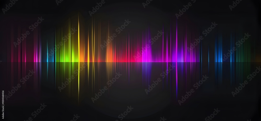 Abstract Rainbow Neon Lines Glowing On Black Background Abstract Rainbow Neon Lines Glowing On Black Background