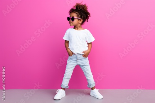 African american child wearing white t-shirt